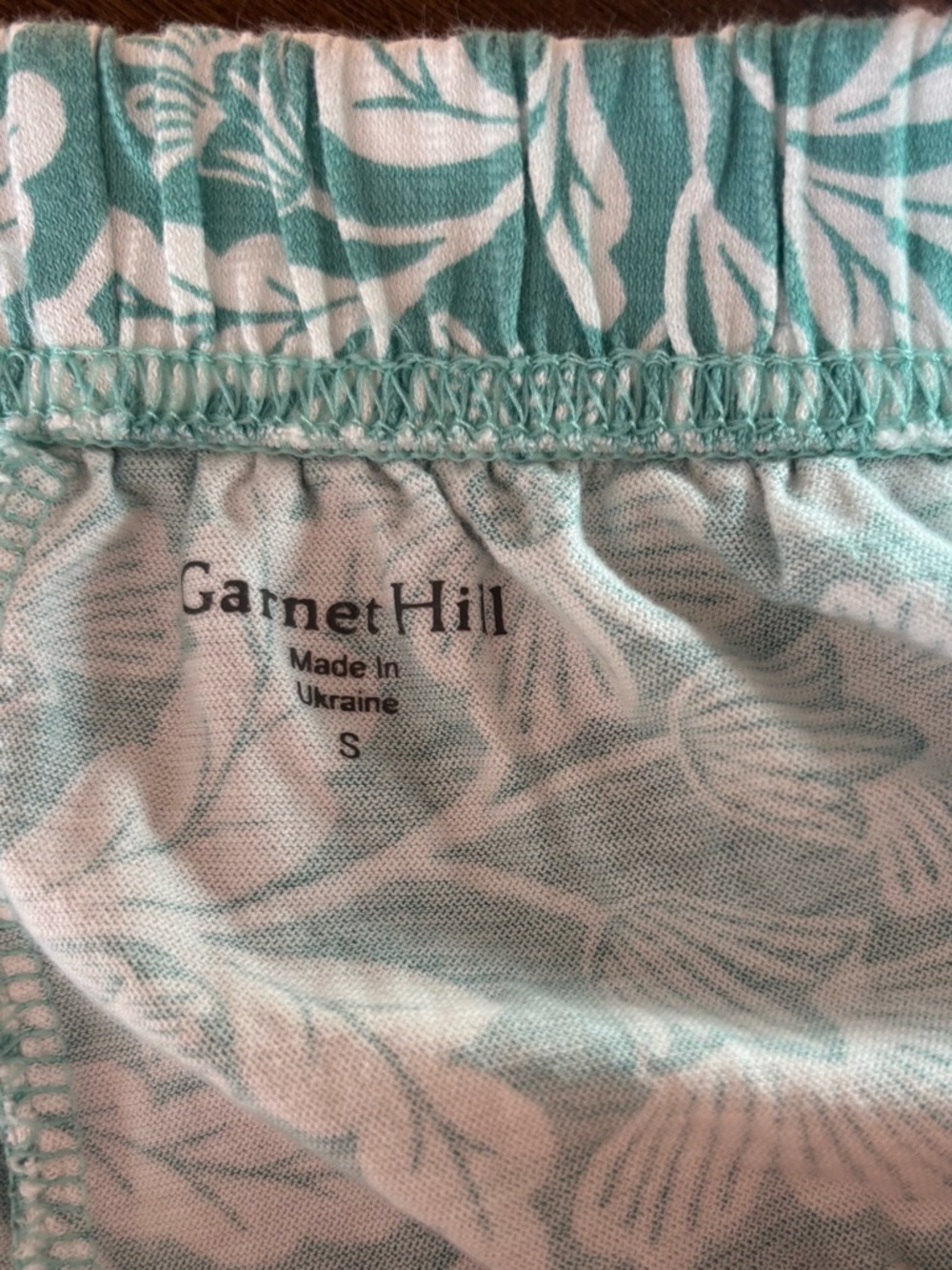 Garnet Hill Asian Wrap Organic Cotton Shorty Pajama Set Floral Aqua Size Small - Picture 10 of 15